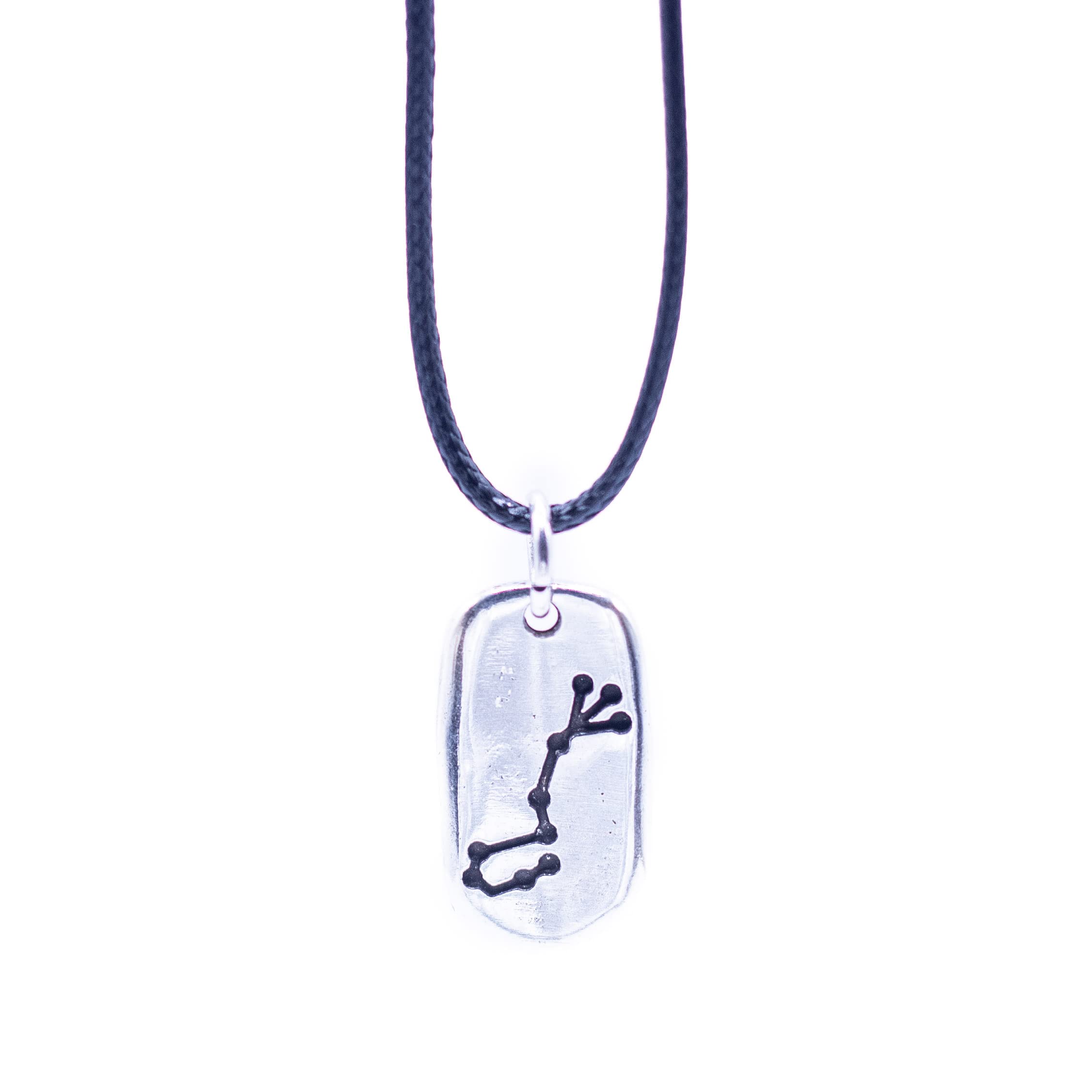 Colgante marca NILUXE DESIGN Horóscopo Signo del Zodiaco Escorpio - Collar de Zamak Bañado en Plata para Hombre y Mujer con Cordón Encerado Negro