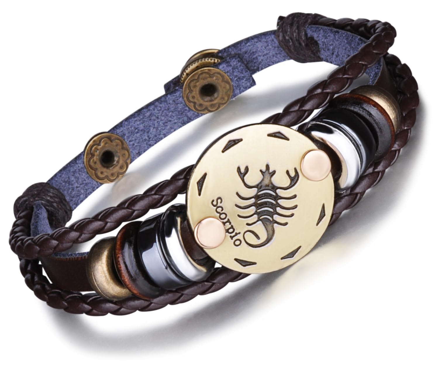 Unendlich U Juego de Pulseras Hombre de Cuero Pulsera 12 Constelaciones Pulsera Trenzada Piel Multi Layer Negro Pulseras, 12 Horóscopo Escorpio