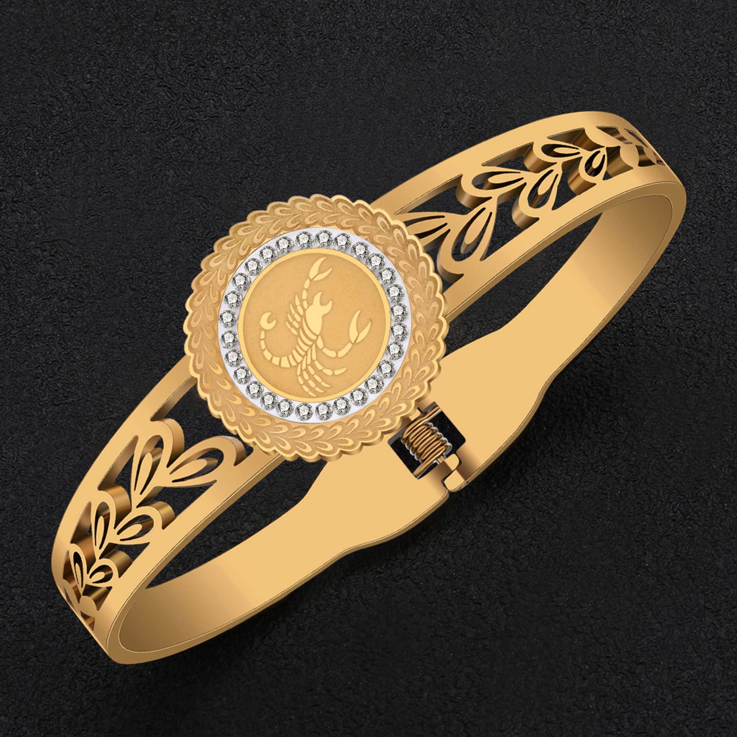 LONYOO 12 Constelación Pulseras de Acero Inoxidable del Zodiaco Pulsera Brazalete Regalos de Cumpleaños para Mujer Niñas Bestie Encantos Pulseras (Escorpio Dorado)