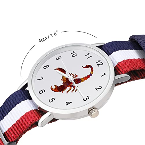 Reloj de pulsera unisex con signo del zodiaco de Escorpio rojo, ajustable, de nailon, estilo informal, de cara grande, fácil de leer