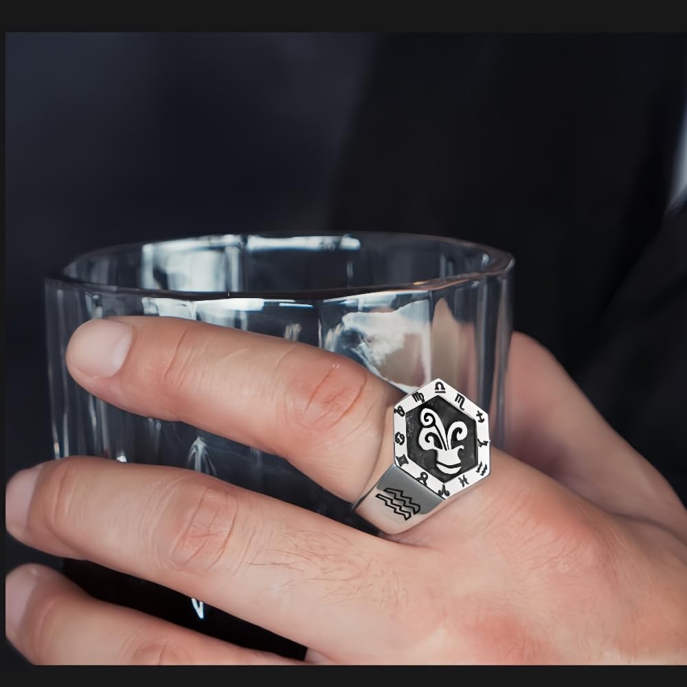 ForFox Anillo de escorpión Signo del Zodiaco horoscópo de Plata de Ley 925 Anillo de constelación joyería de astrología para Hombre y Mujer Abierto Ajustable