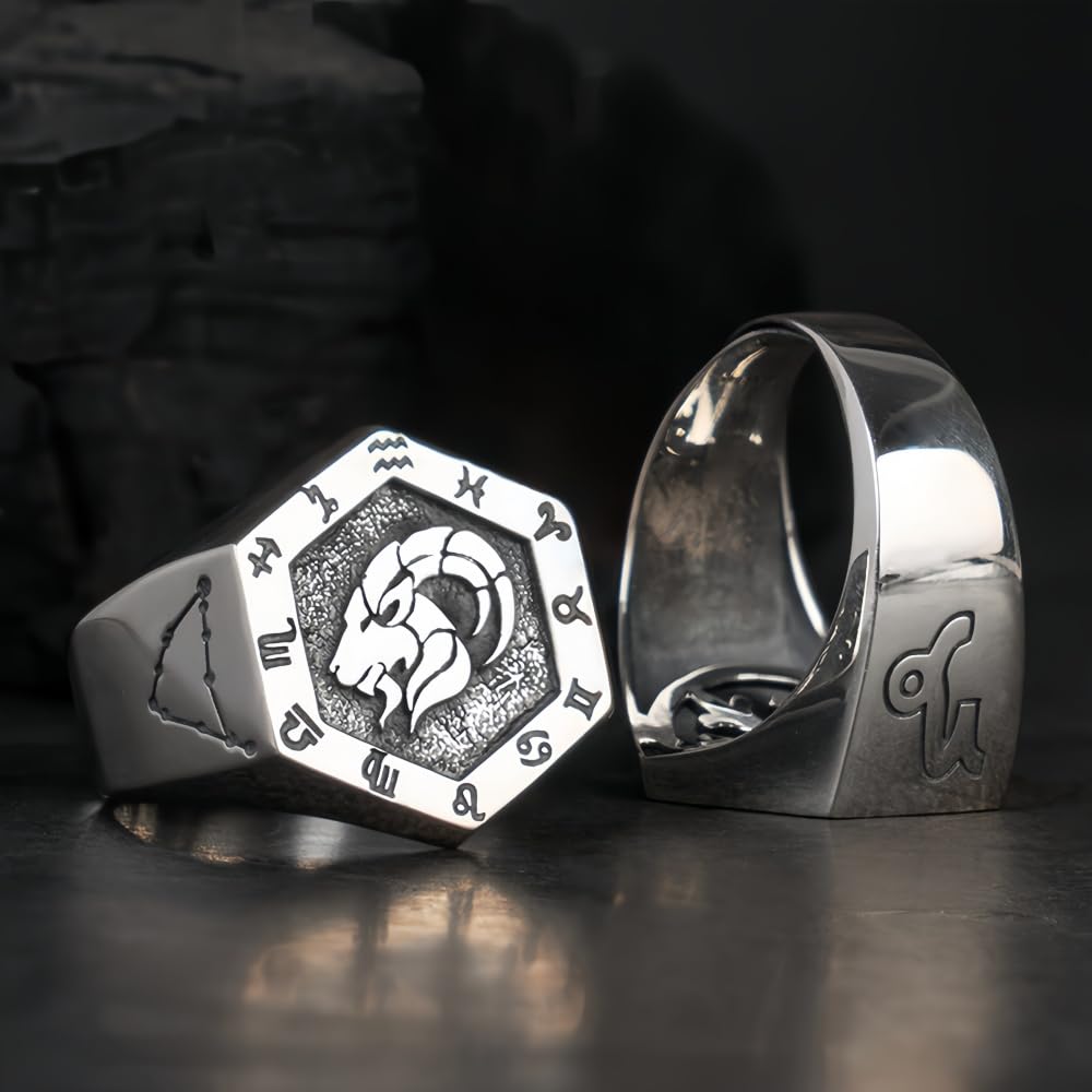 ForFox Anillo de escorpión Signo del Zodiaco horoscópo de Plata de Ley 925 Anillo de constelación joyería de astrología para Hombre y Mujer Abierto Ajustable
