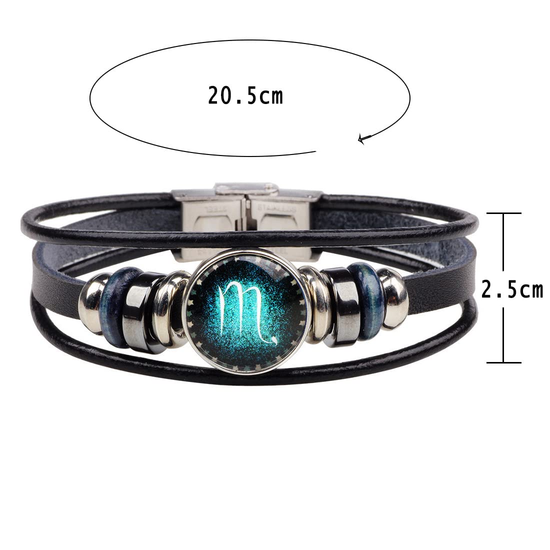 Wedity Retro Layered 12 Constellation Pulsera Pareja Estudiante Pulsera de cuero Constelación Accesorios de mano para mujeres y hombres (Escorpio)