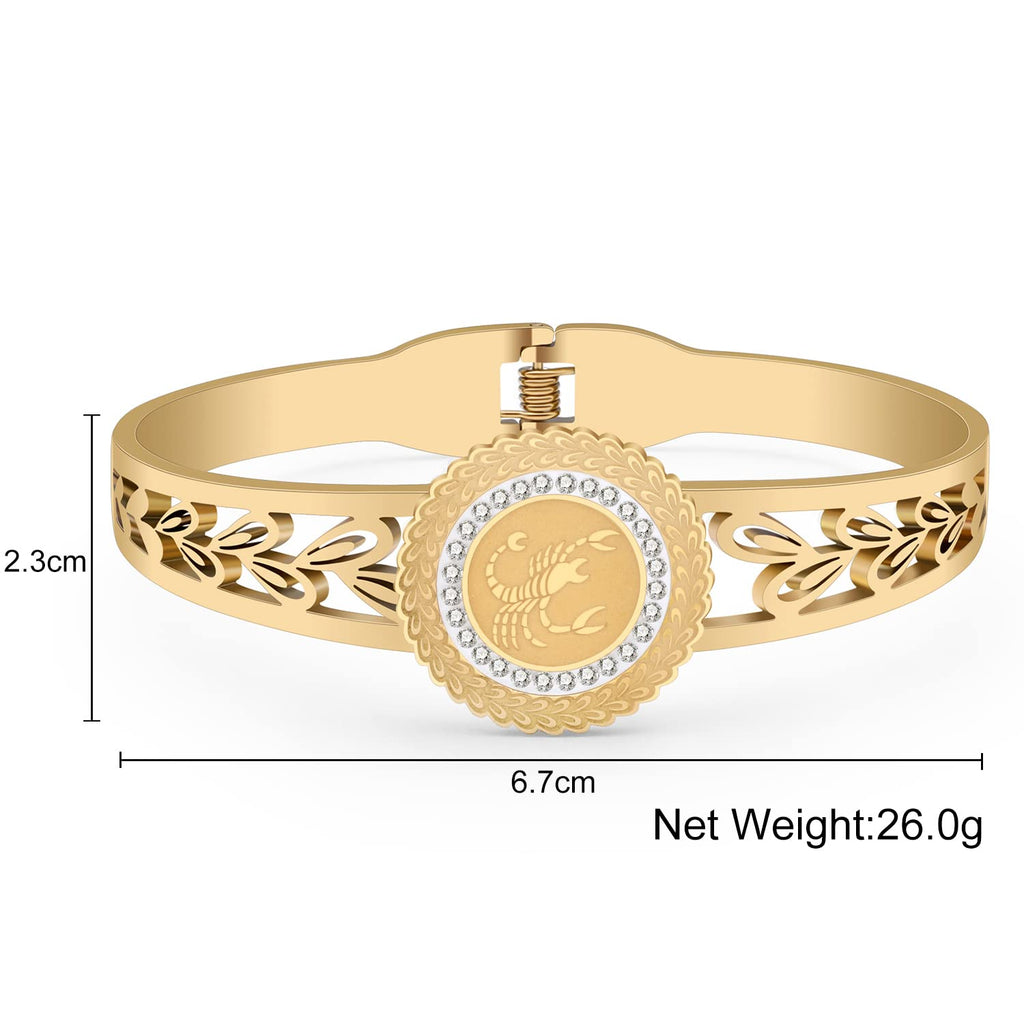 LONYOO 12 Constelación Pulseras de Acero Inoxidable del Zodiaco Pulsera Brazalete Regalos de Cumpleaños para Mujer Niñas Bestie Encantos Pulseras (Escorpio Dorado)