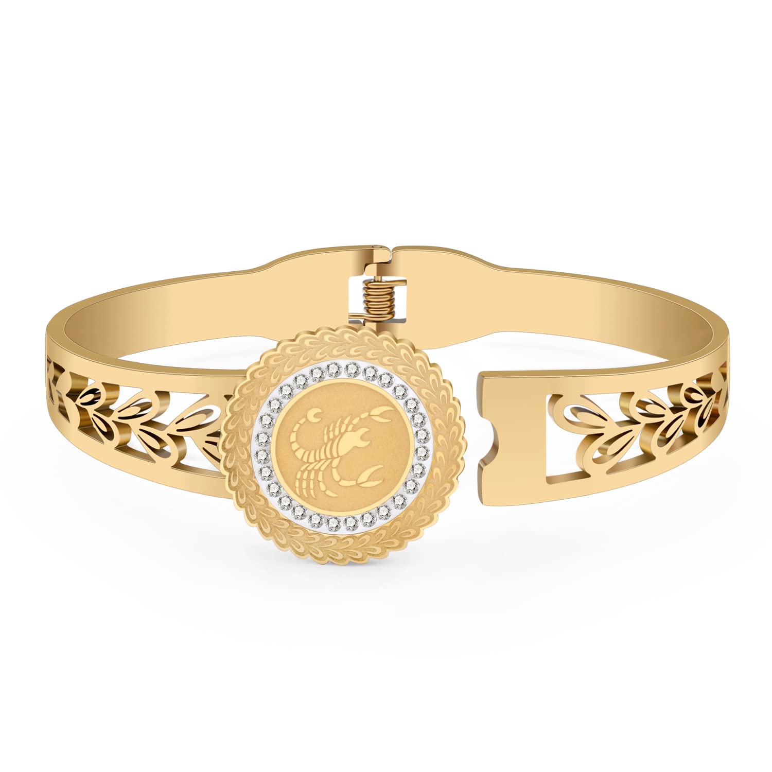 LONYOO 12 Constelación Pulseras de Acero Inoxidable del Zodiaco Pulsera Brazalete Regalos de Cumpleaños para Mujer Niñas Bestie Encantos Pulseras (Escorpio Dorado)