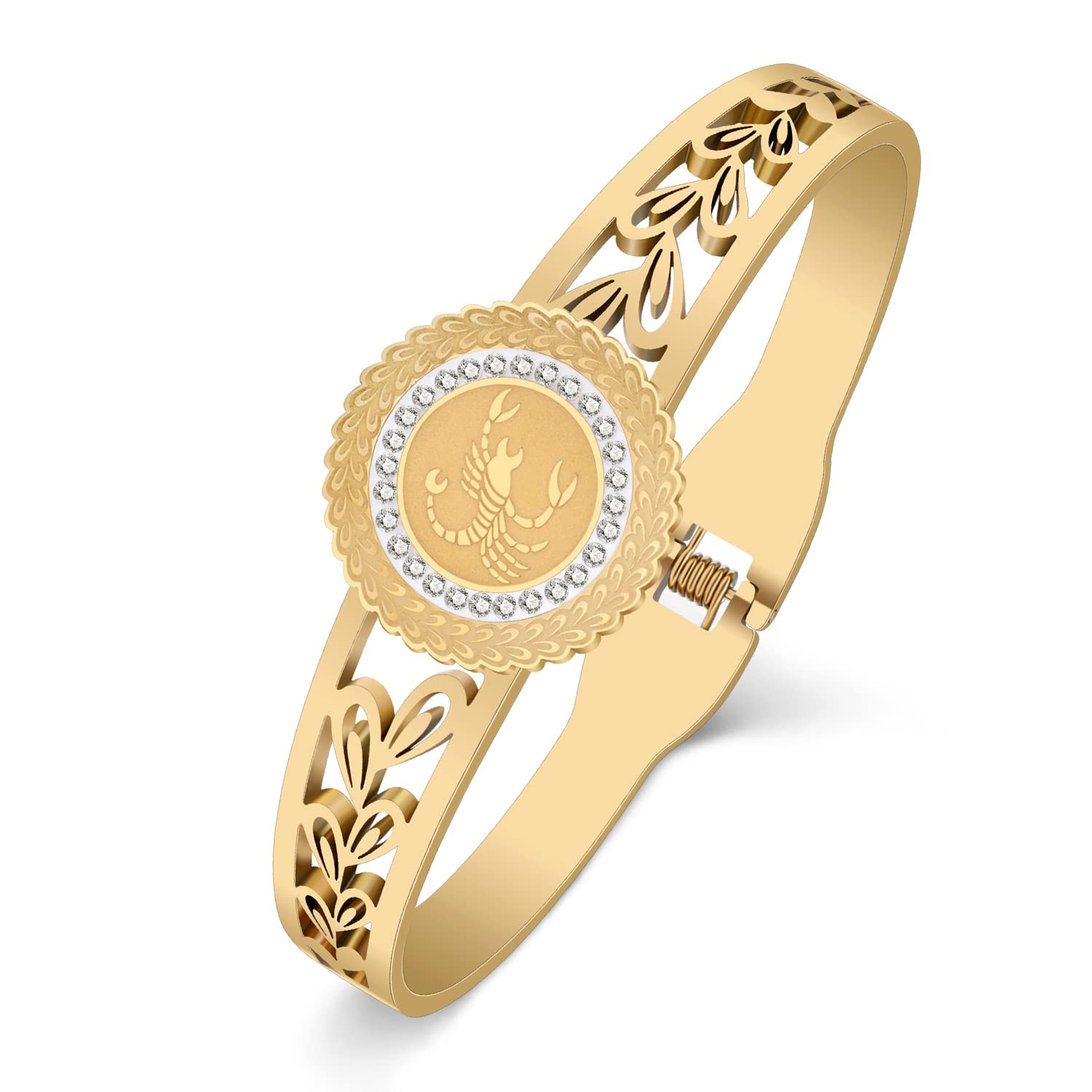 LONYOO 12 Constelación Pulseras de Acero Inoxidable del Zodiaco Pulsera Brazalete Regalos de Cumpleaños para Mujer Niñas Bestie Encantos Pulseras (Escorpio Dorado)