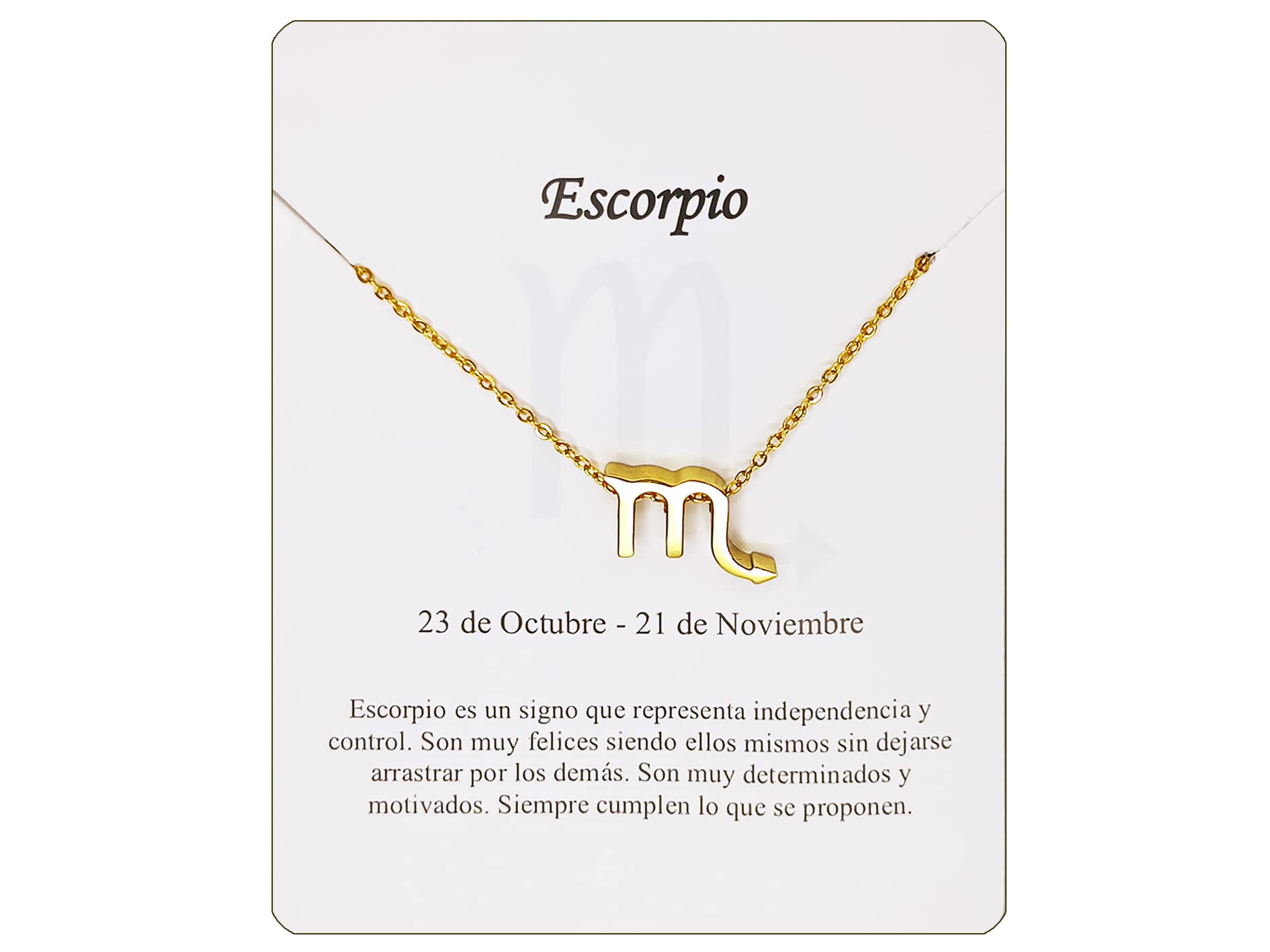 Collar Signo Zodiaco Escorpio Acero Inoxidable Dorado en hermosa Tarjeta Significado Signo Zodiacal Regalo Cumpleaños