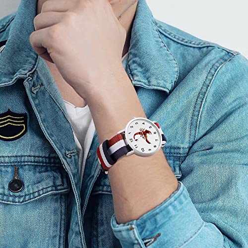 Reloj de pulsera unisex con signo del zodiaco de Escorpio rojo, ajustable, de nailon, estilo informal, de cara grande, fácil de leer