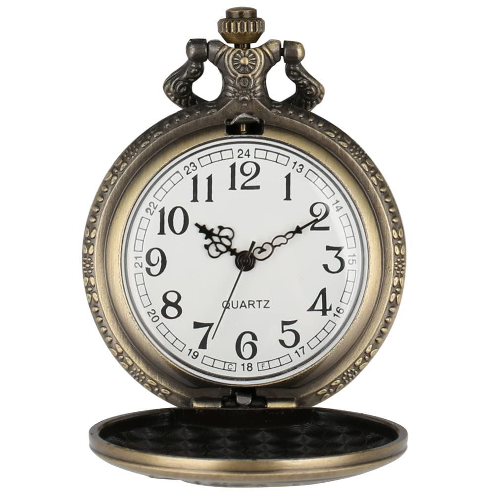 JFNHUTL Reloj de Bolsillo de Cuarzo de Bronce con diseño de escorpión en 3D Antiguo y Retro, Colgante, Collar, Cadena, Reloj, joyería, Regalo con Accesorio de escorpión