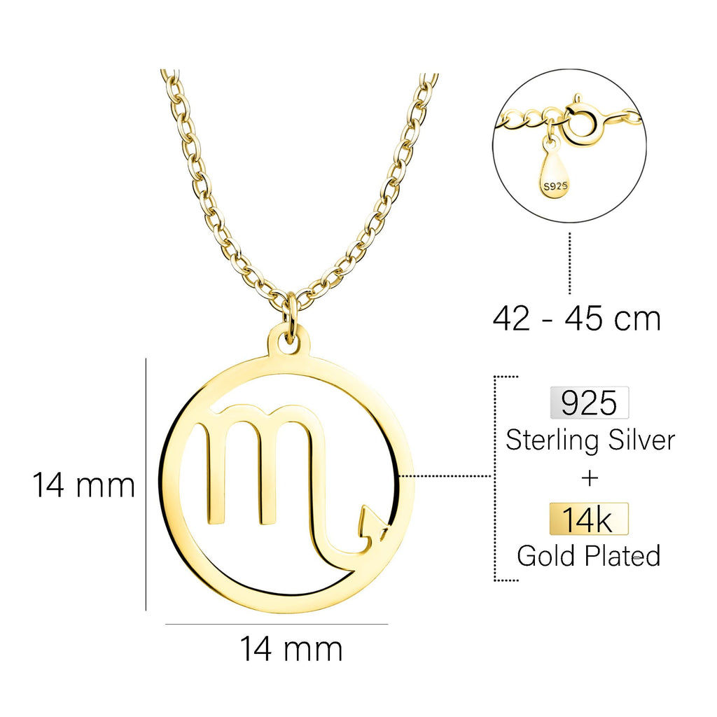 Collar marca Sofia Milani -  para Mujeres en Plata de Ley 925 - Chapado en Oro - Signo de Escorpio