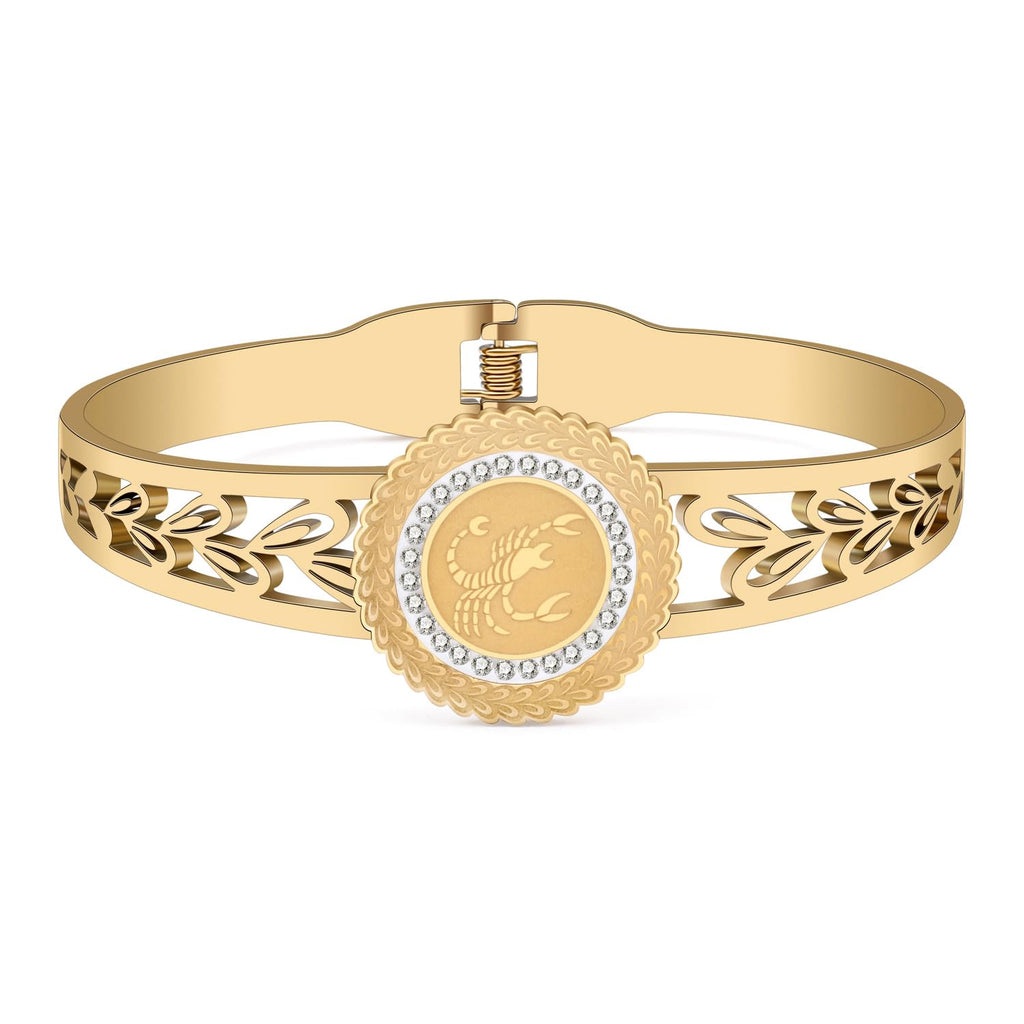 LONYOO 12 Constelación Pulseras de Acero Inoxidable del Zodiaco Pulsera Brazalete Regalos de Cumpleaños para Mujer Niñas Bestie Encantos Pulseras (Escorpio Dorado)