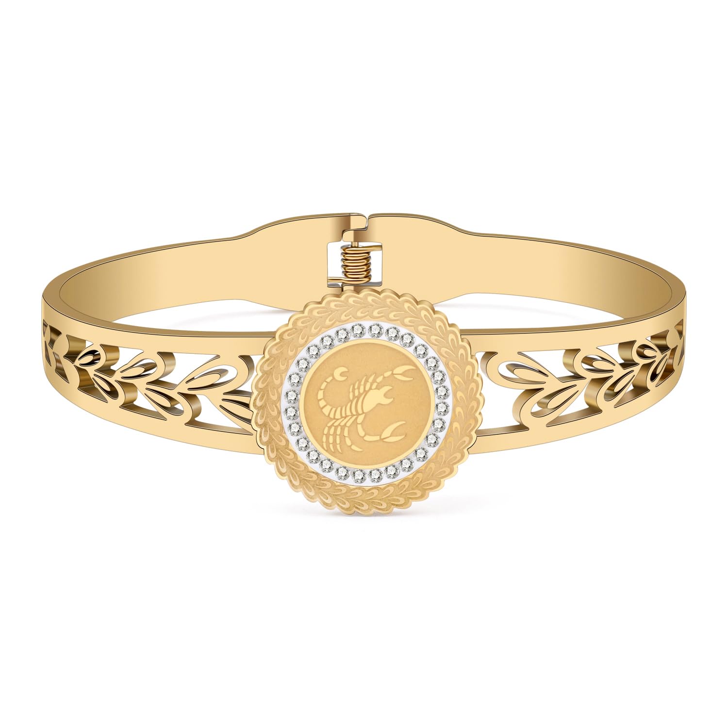 LONYOO 12 Constelación Pulseras de Acero Inoxidable del Zodiaco Pulsera Brazalete Regalos de Cumpleaños para Mujer Niñas Bestie Encantos Pulseras (Escorpio Dorado)