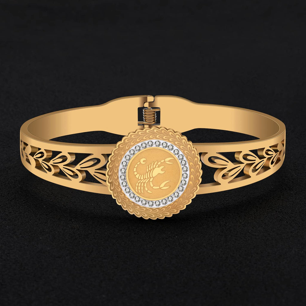 LONYOO 12 Constelación Pulseras de Acero Inoxidable del Zodiaco Pulsera Brazalete Regalos de Cumpleaños para Mujer Niñas Bestie Encantos Pulseras (Escorpio Dorado)