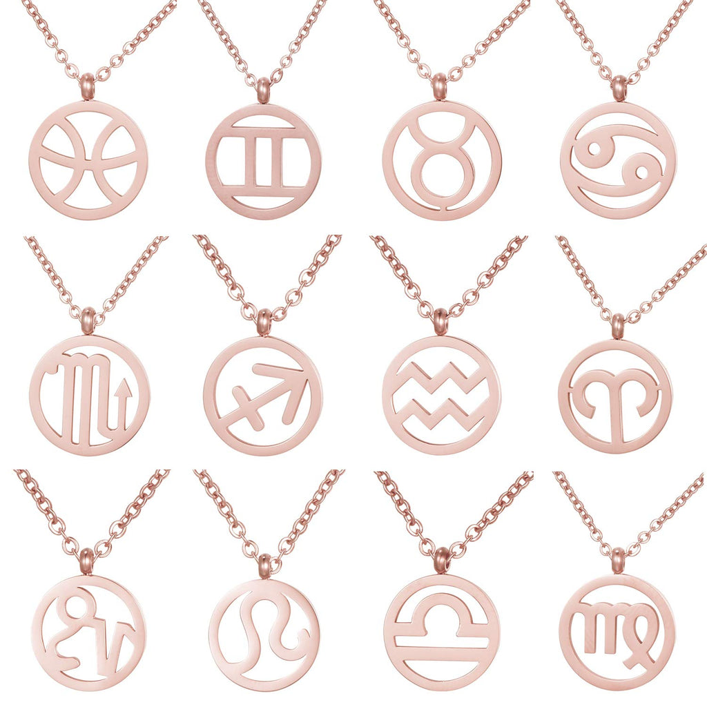 Collar Acero Inoxidable marca Morella de Oro Rosa con - Signo del Zodiaco Escorpio en Bolsa de Terciopelo