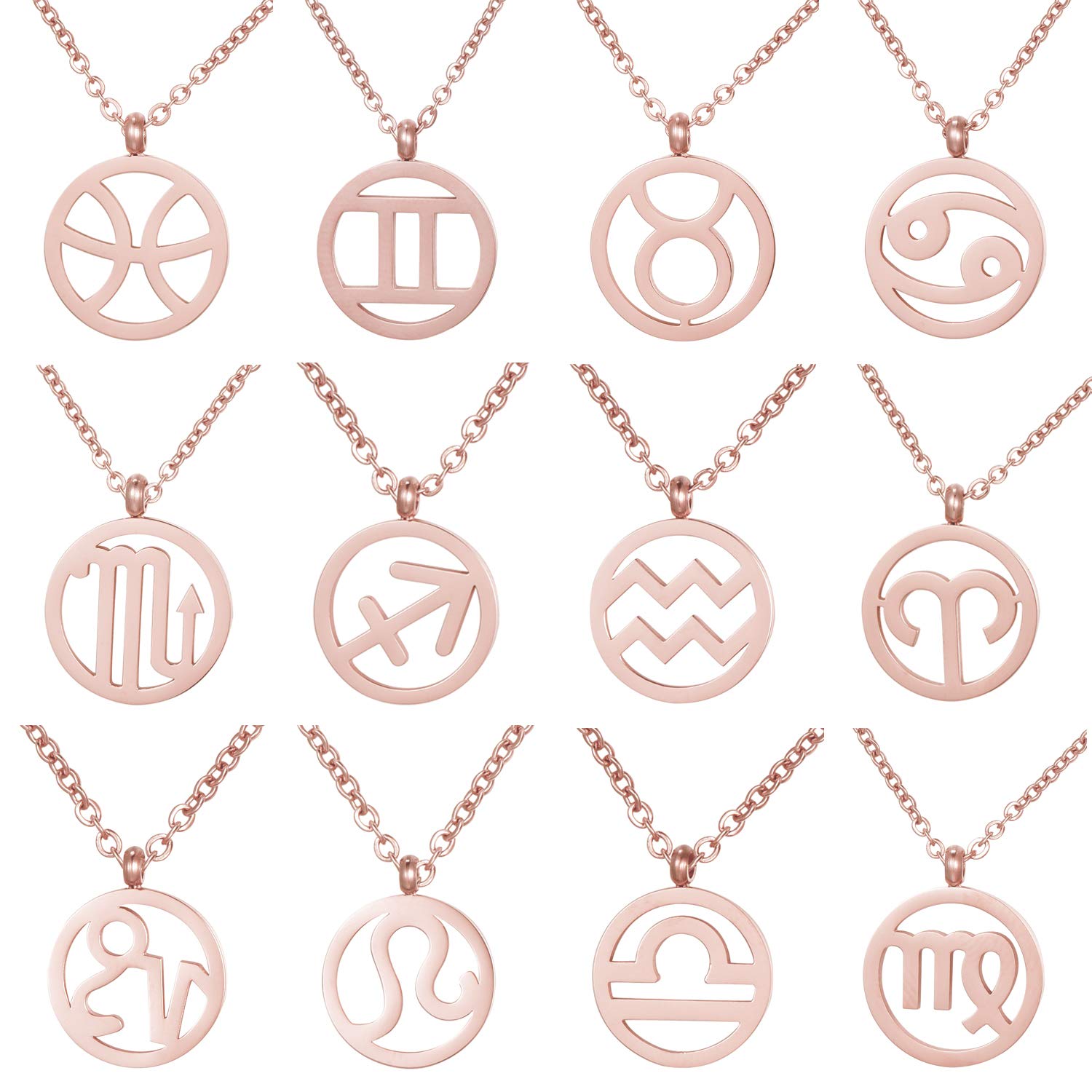 Collar Acero Inoxidable marca Morella de Oro Rosa con - Signo del Zodiaco Escorpio en Bolsa de Terciopelo