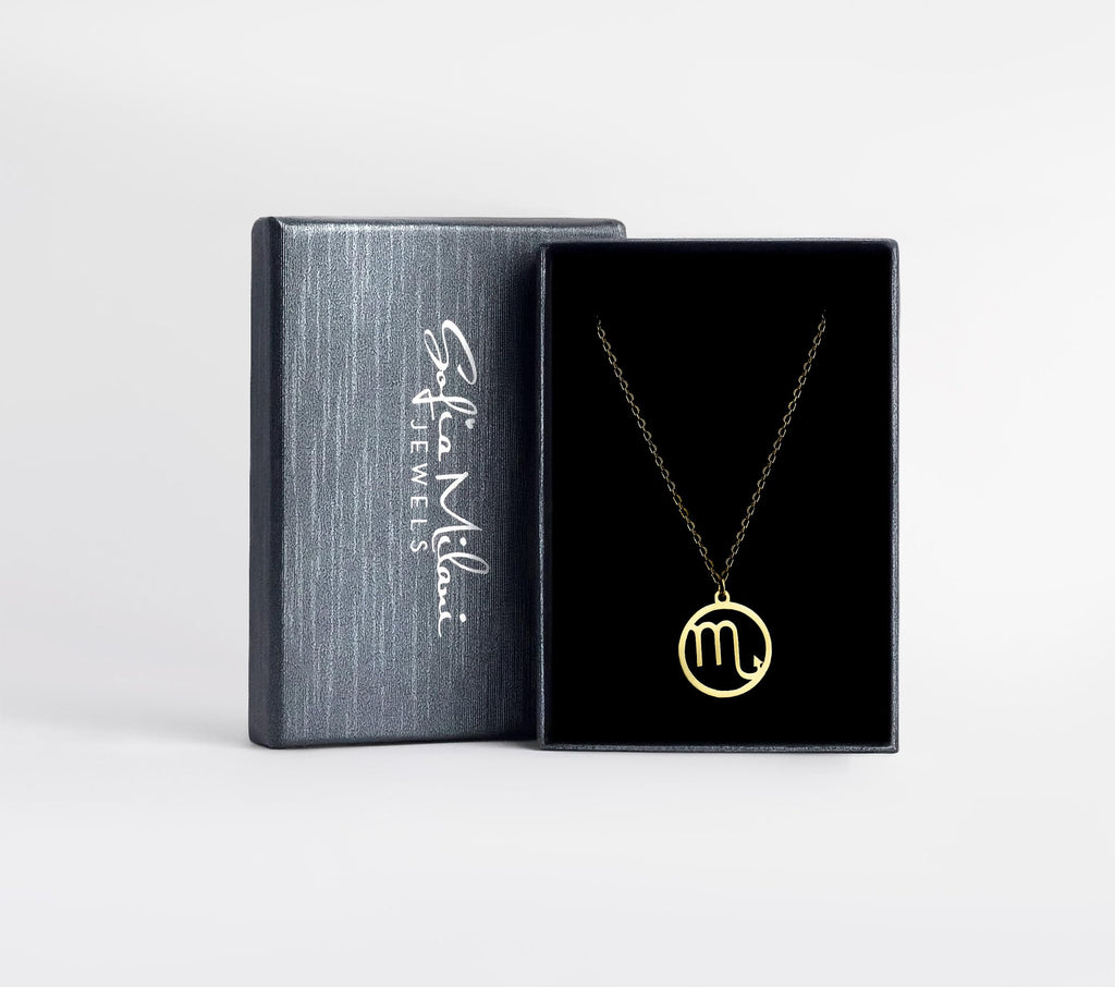 Collar marca Sofia Milani -  para Mujeres en Plata de Ley 925 - Chapado en Oro - Signo de Escorpio